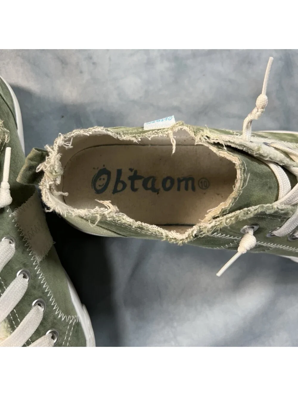 Obtaom Women’s Casual Sneakers Green Distressed  - 1185-2E